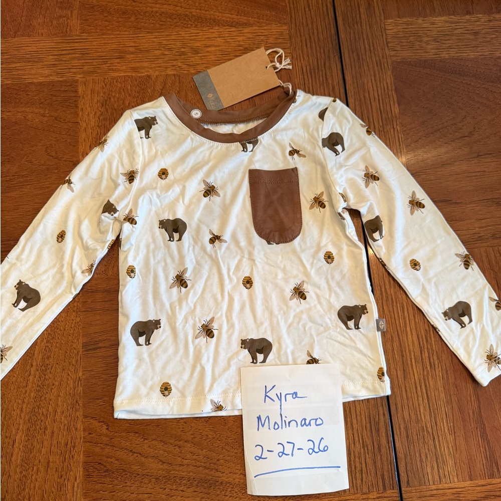 Kyte BABY Honey Bear Print Long Sleeve Tee
